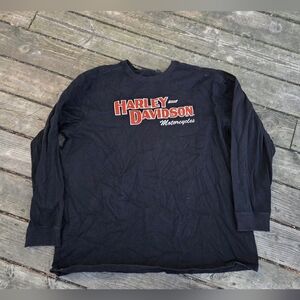 Vtg Harley Davidson Long Sleeve Shirt Men 4XL Black Motorcycle Biker Embroidered